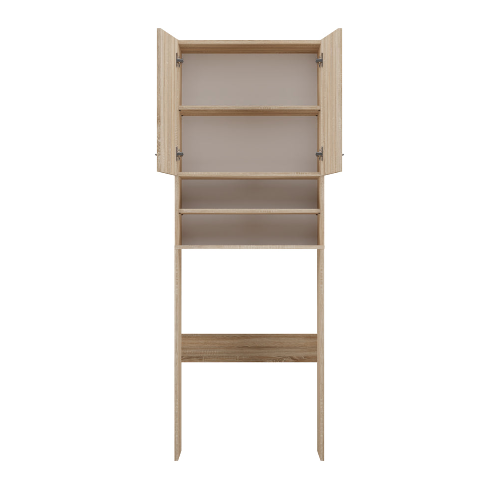 Meuble pour machine a laver 2 portes 4 étagères 180X30X64 cm marron