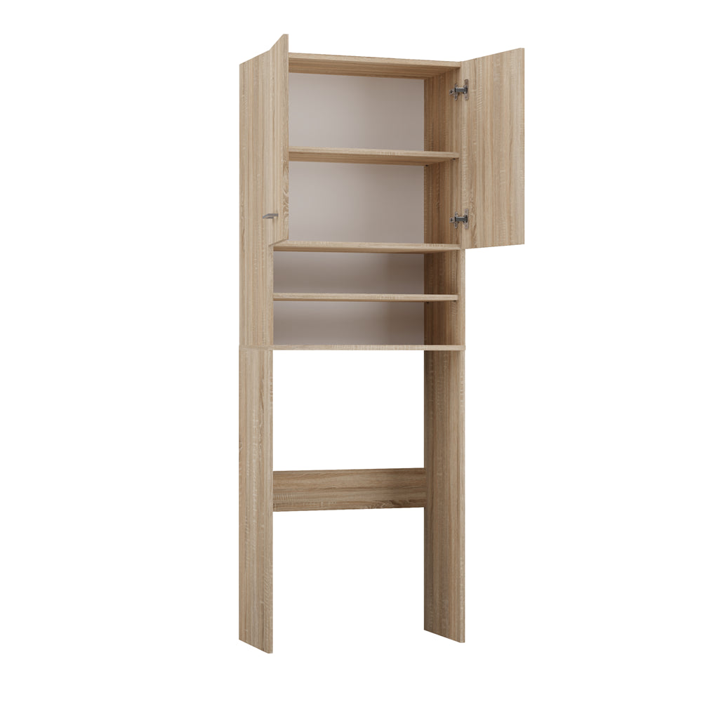 Meuble pour machine a laver 2 portes 4 étagères 180X30X64 cm marron