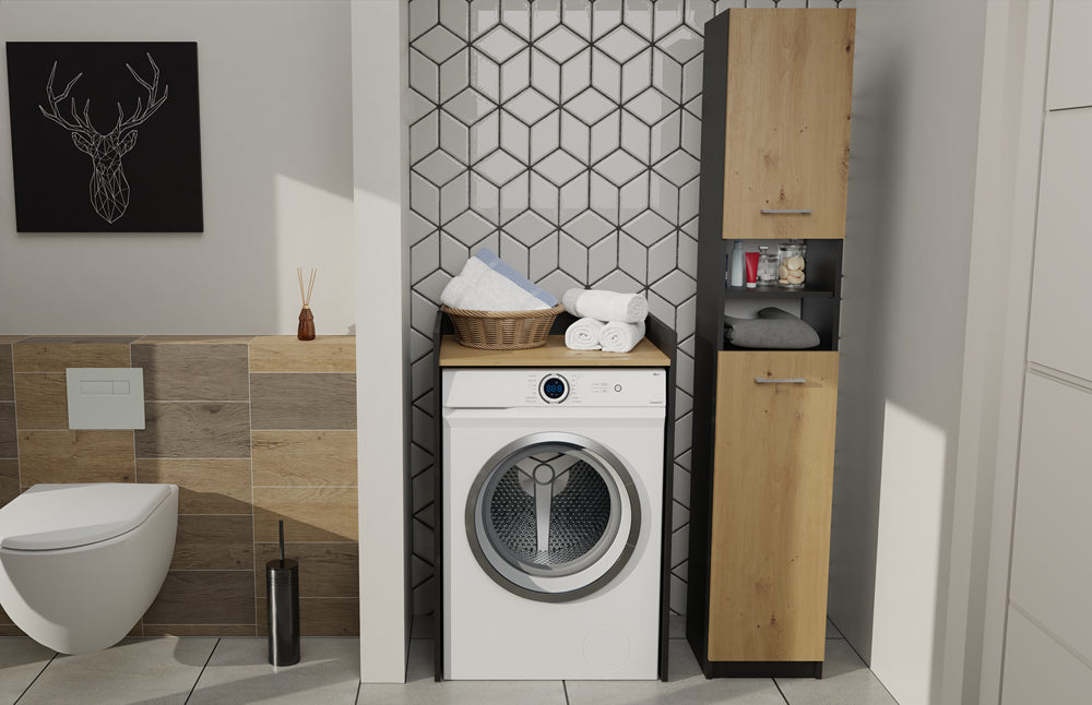 Meuble pour machine a laver 97,5X50X64 cm avec étagère anthracite