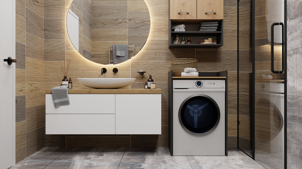 Meuble pour machine a laver 97,5X50X64 cm avec étagère anthracite
