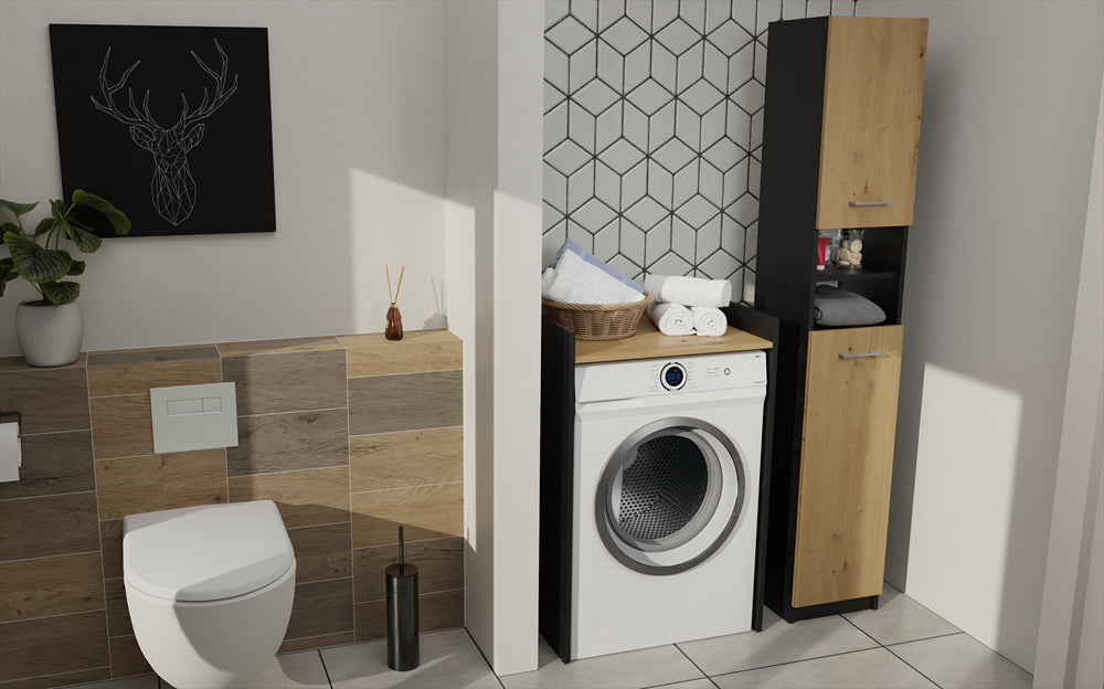 Meuble pour machine a laver 97,5X50X64 cm avec étagère anthracite