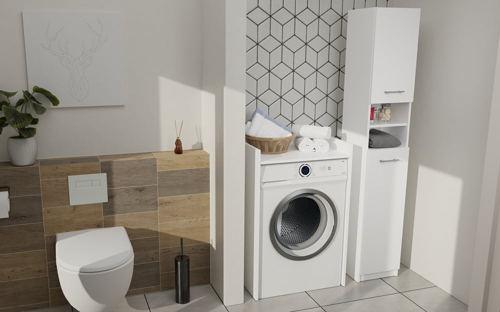 Meuble pour machine a laver 97,5X50X64 cm avec étagère blanc