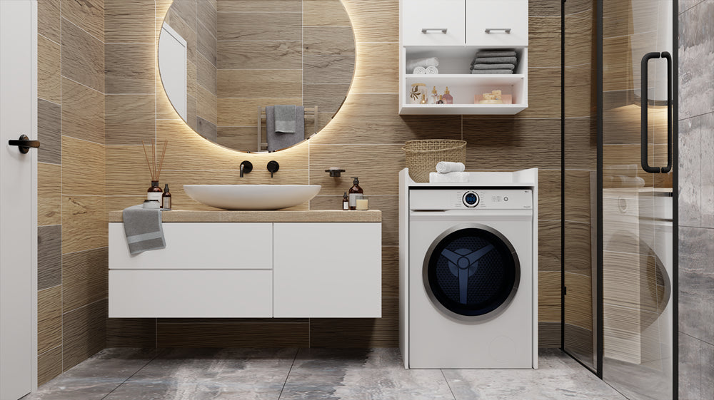 Meuble pour machine a laver 97,5X50X64 cm avec étagère blanc