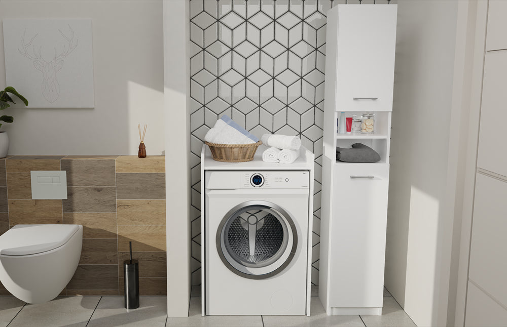 Meuble pour machine a laver 97,5X50X64 cm avec étagère blanc