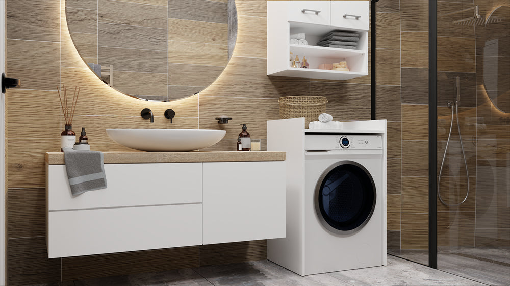 Meuble pour machine a laver 97,5X50X64 cm avec étagère blanc