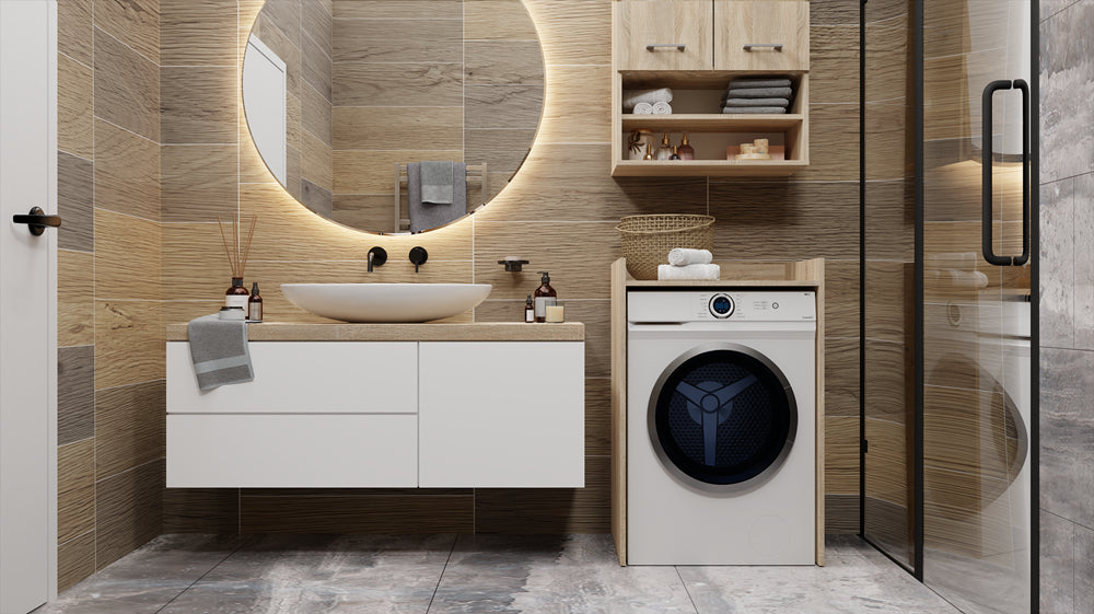 Meuble pour machine a laver 97,5X50X64 cm avec étagère chêne Sonoma