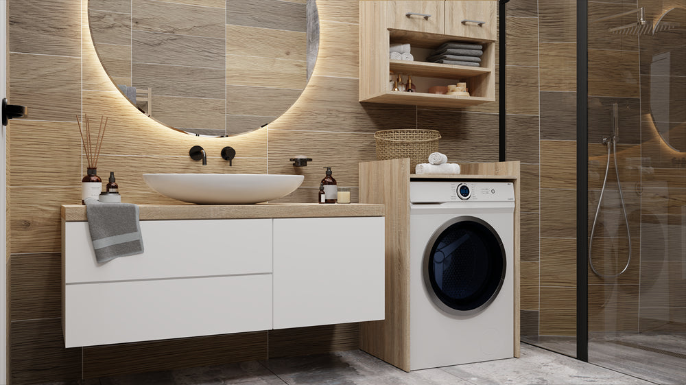 Meuble pour machine a laver 97,5X50X64 cm avec étagère chêne Sonoma